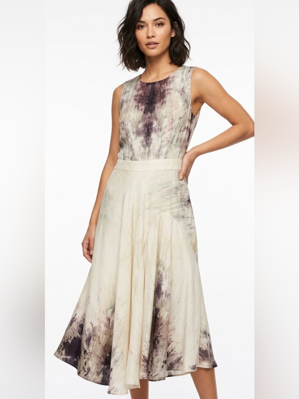 RACHEL ROY Sleeveless Asymmetrical Watercolour Dress Cut Out Zipper Size 10